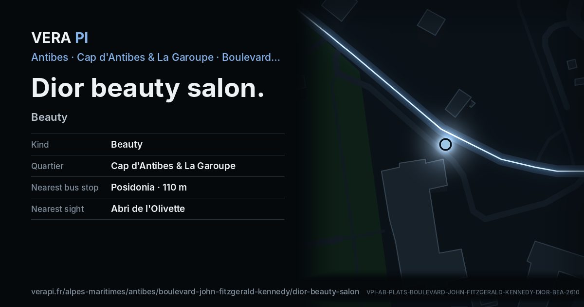 The VERA PI card for Dior beauty salon