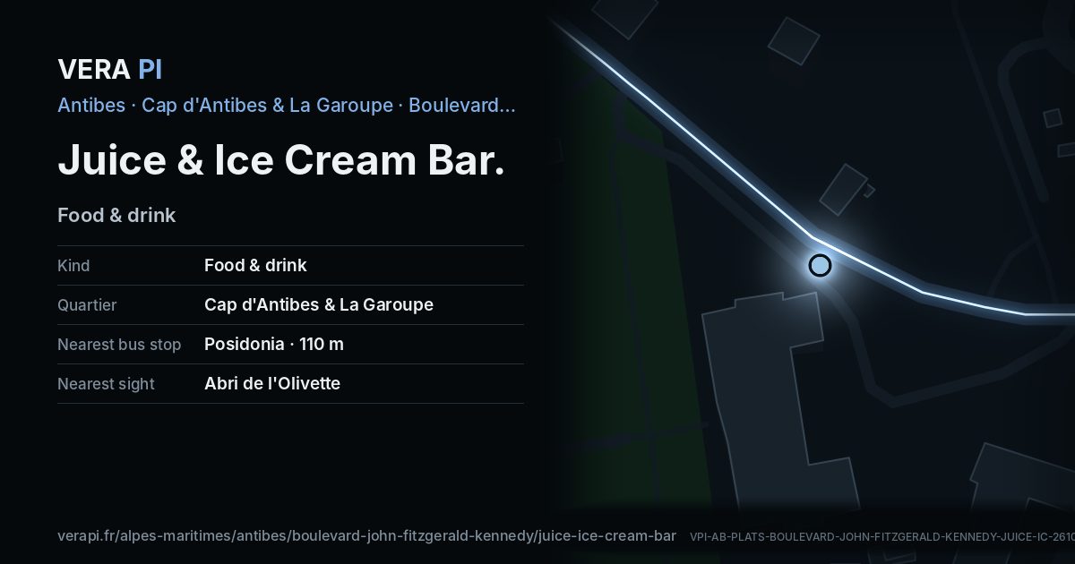 The VERA PI card for Juice & Ice Cream Bar