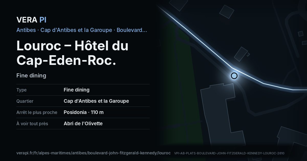 La carte VERA PI de Louroc – Hôtel du Cap-Eden-Roc