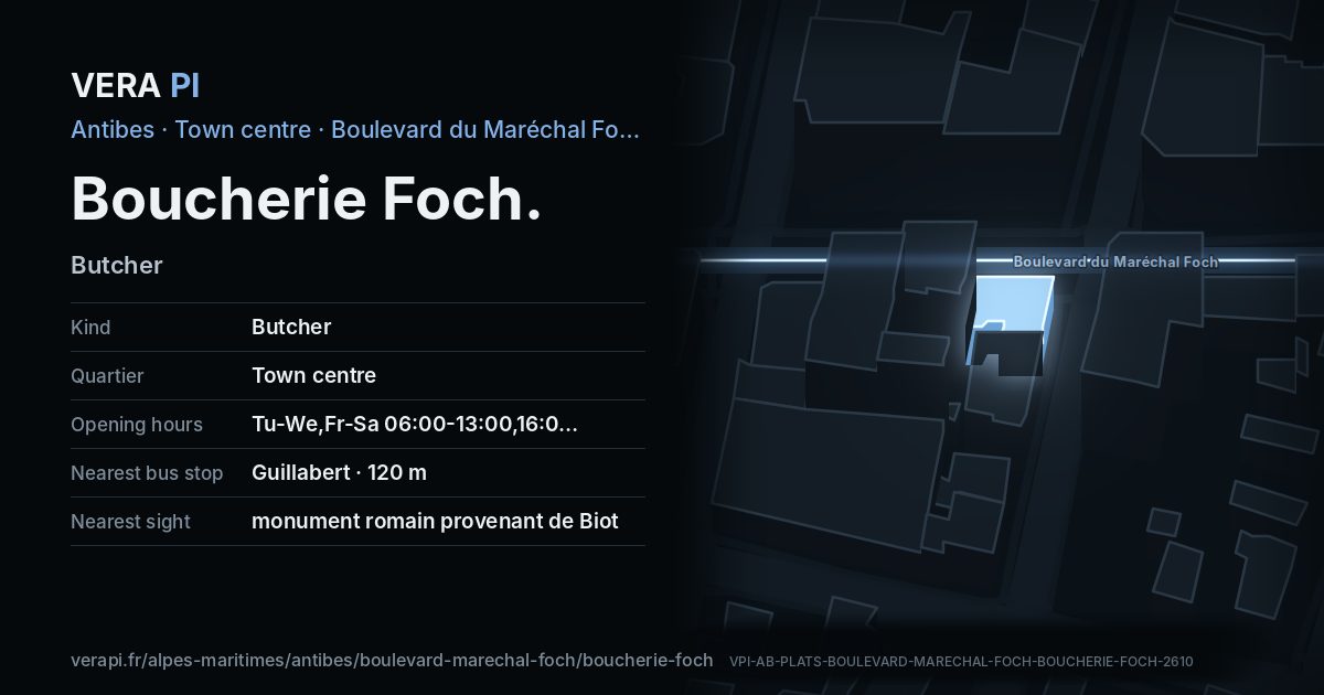 The VERA PI card for Boucherie Foch