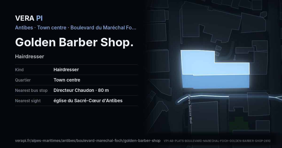 The VERA PI card for Golden Barber Shop