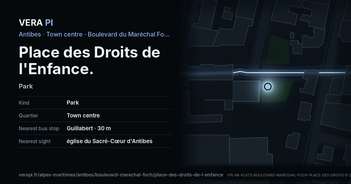The VERA PI card for Place des Droits de l'Enfance