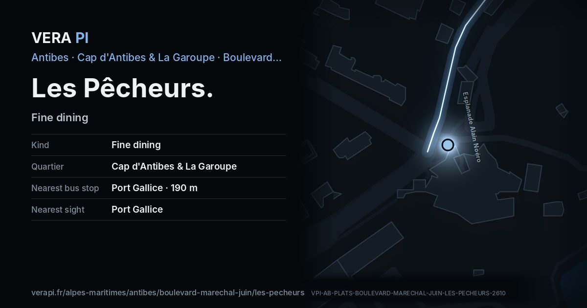 The VERA PI card for Les Pêcheurs