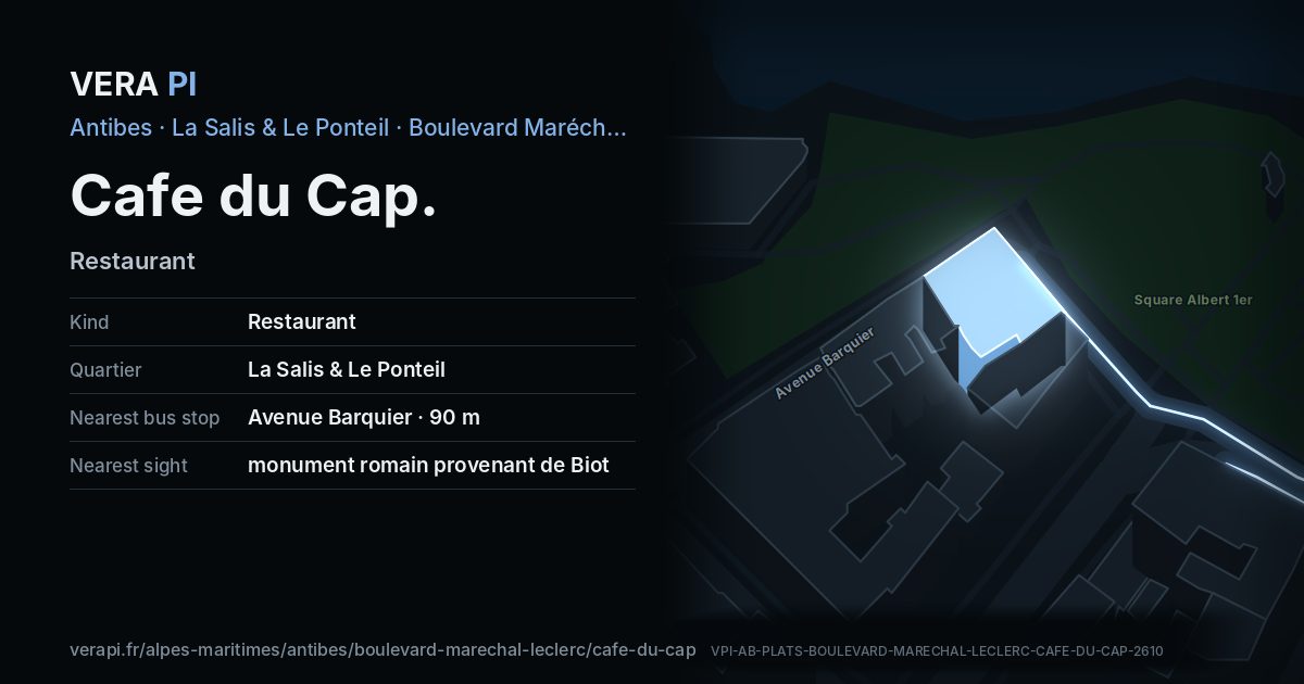 The VERA PI card for Cafe du Cap