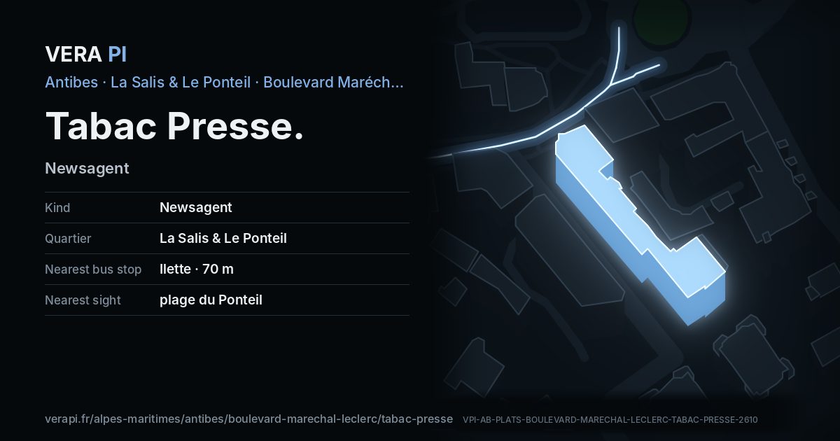The VERA PI card for Tabac Presse