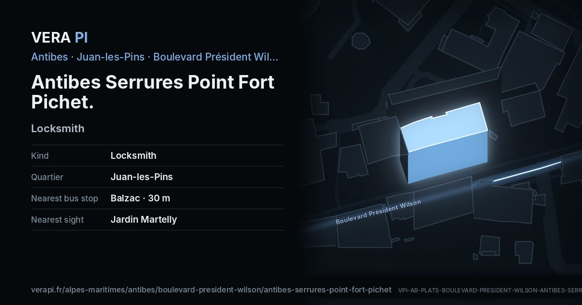 The VERA PI card for Antibes Serrures Point Fort Pichet