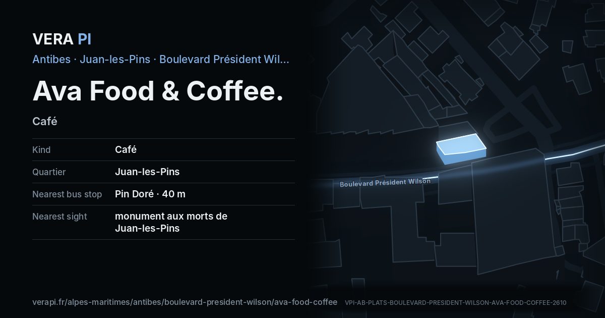 The VERA PI card for Ava Food & Coffee
