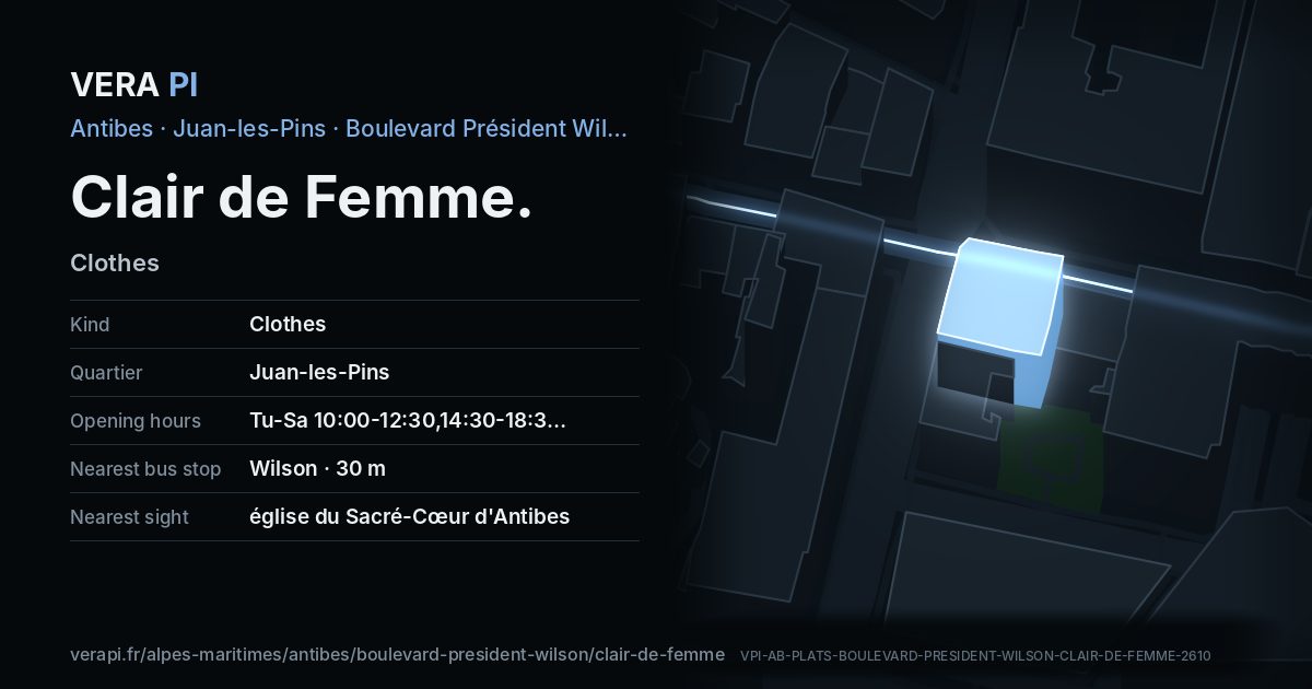 The VERA PI card for Clair de Femme