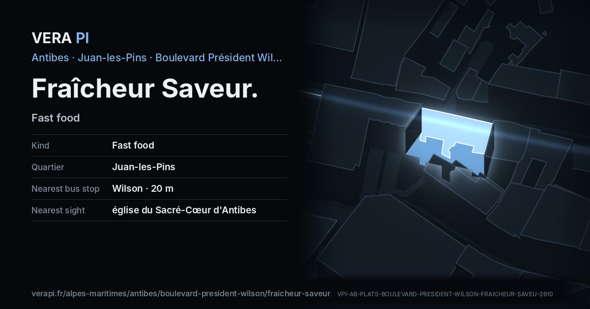 The VERA PI card for Fraîcheur Saveur
