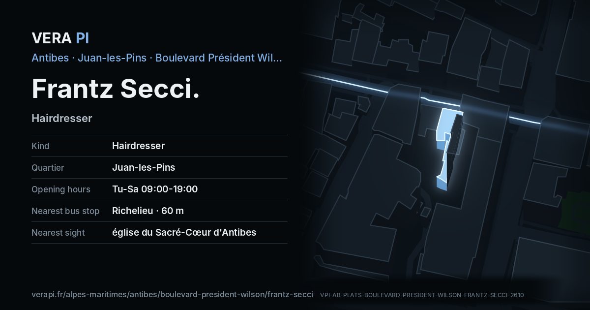 The VERA PI card for Frantz Secci