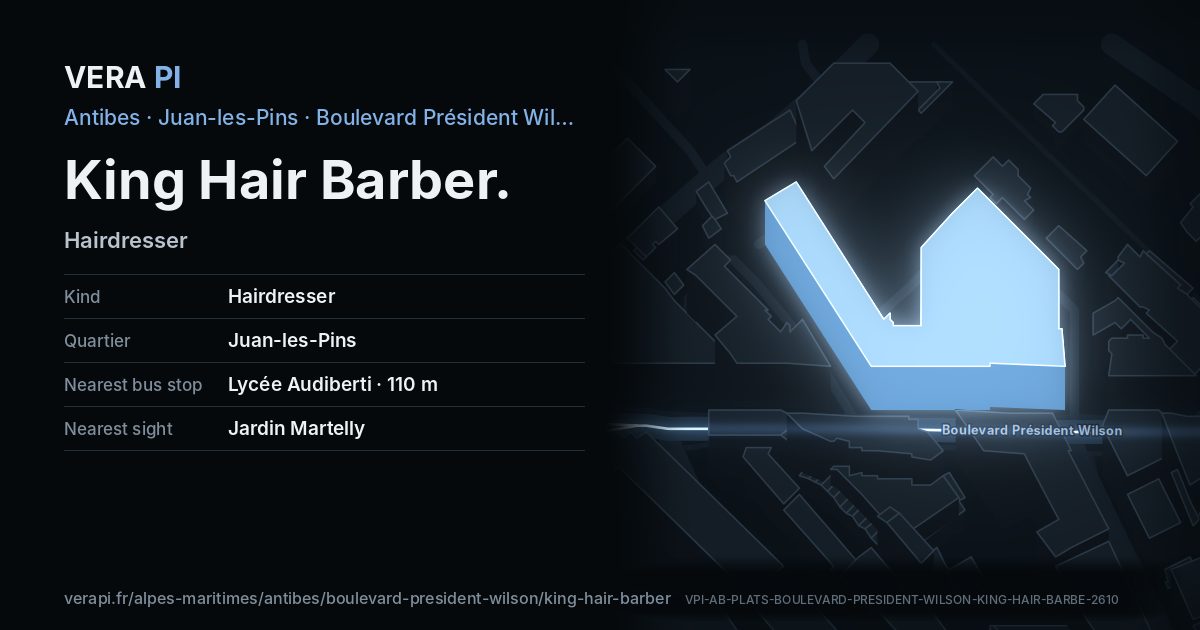 The VERA PI card for King Hair Barber