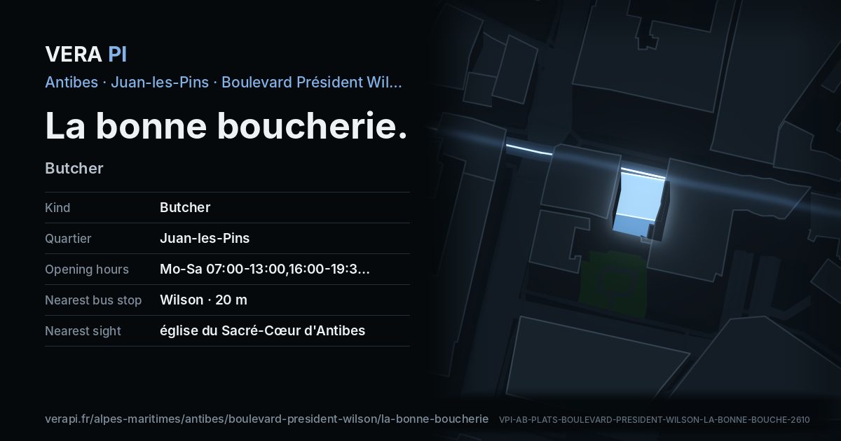 The VERA PI card for La bonne boucherie