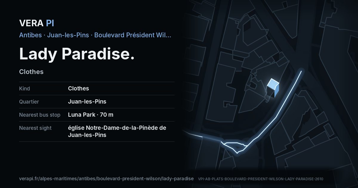 The VERA PI card for Lady Paradise