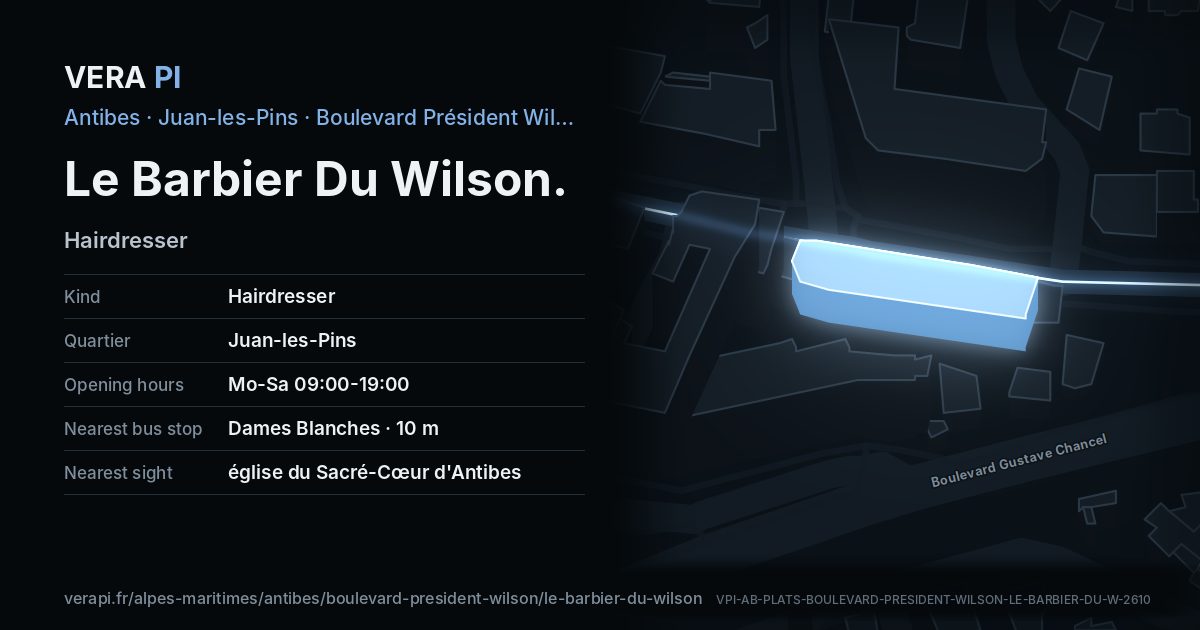The VERA PI card for Le Barbier Du Wilson