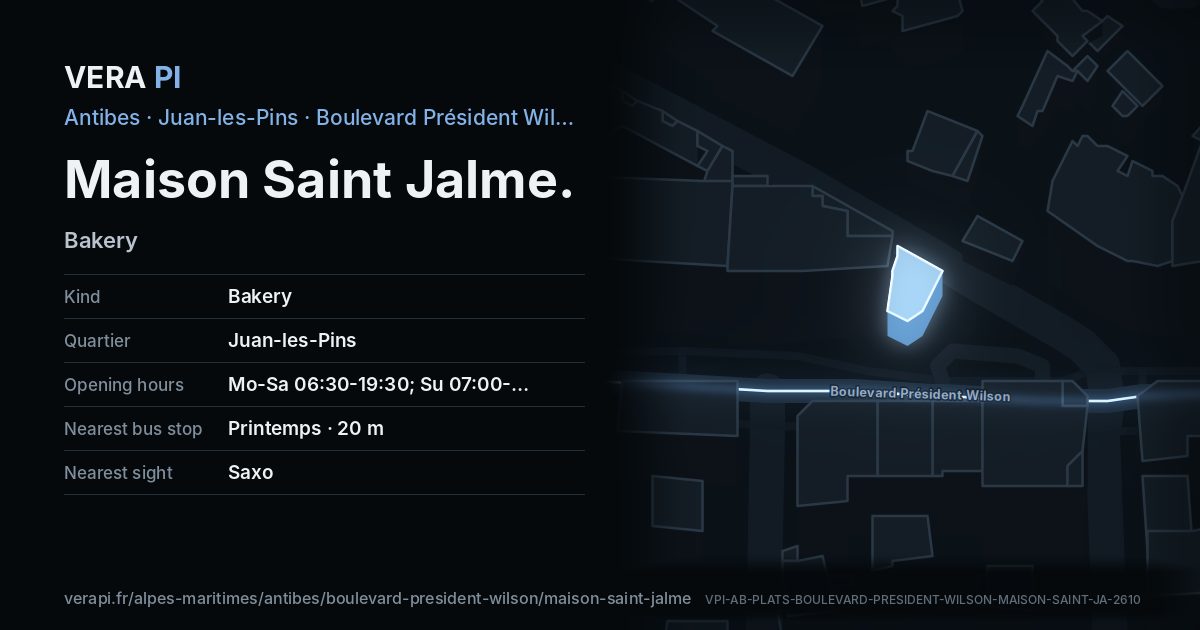 The VERA PI card for Maison Saint Jalme