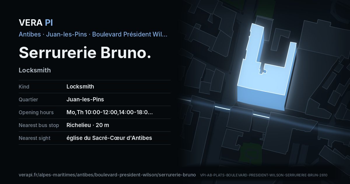 The VERA PI card for Serrurerie Bruno
