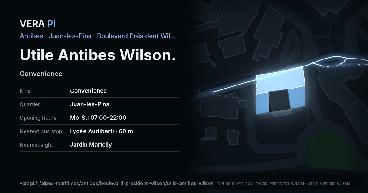 The VERA PI card for Utile Antibes Wilson