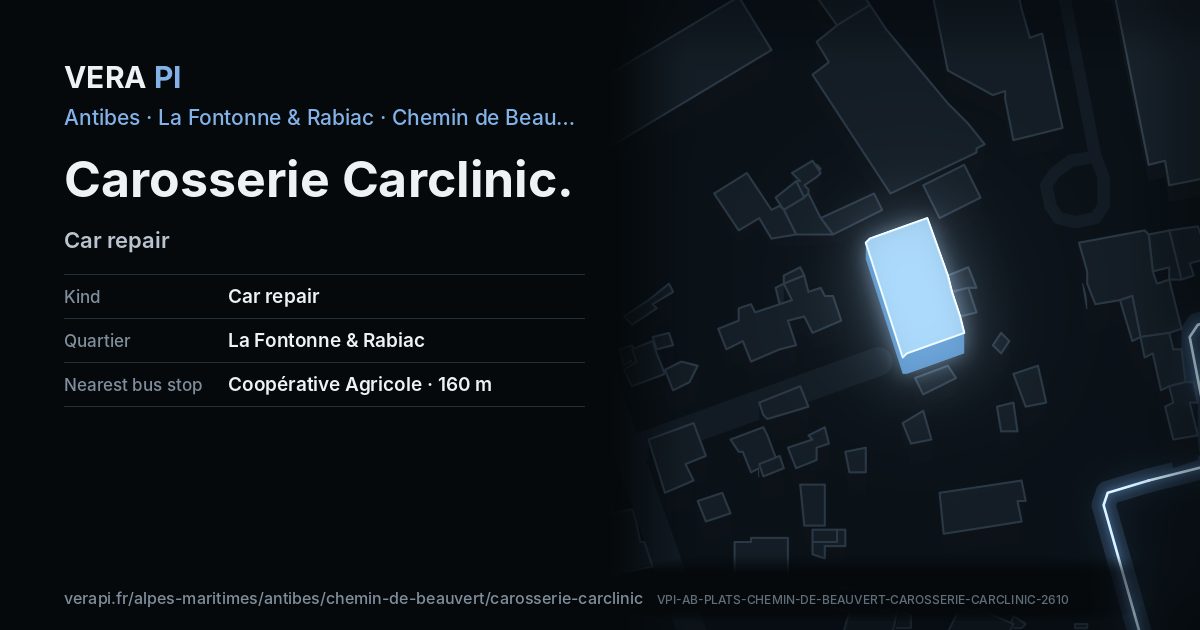 The VERA PI card for Carosserie Carclinic
