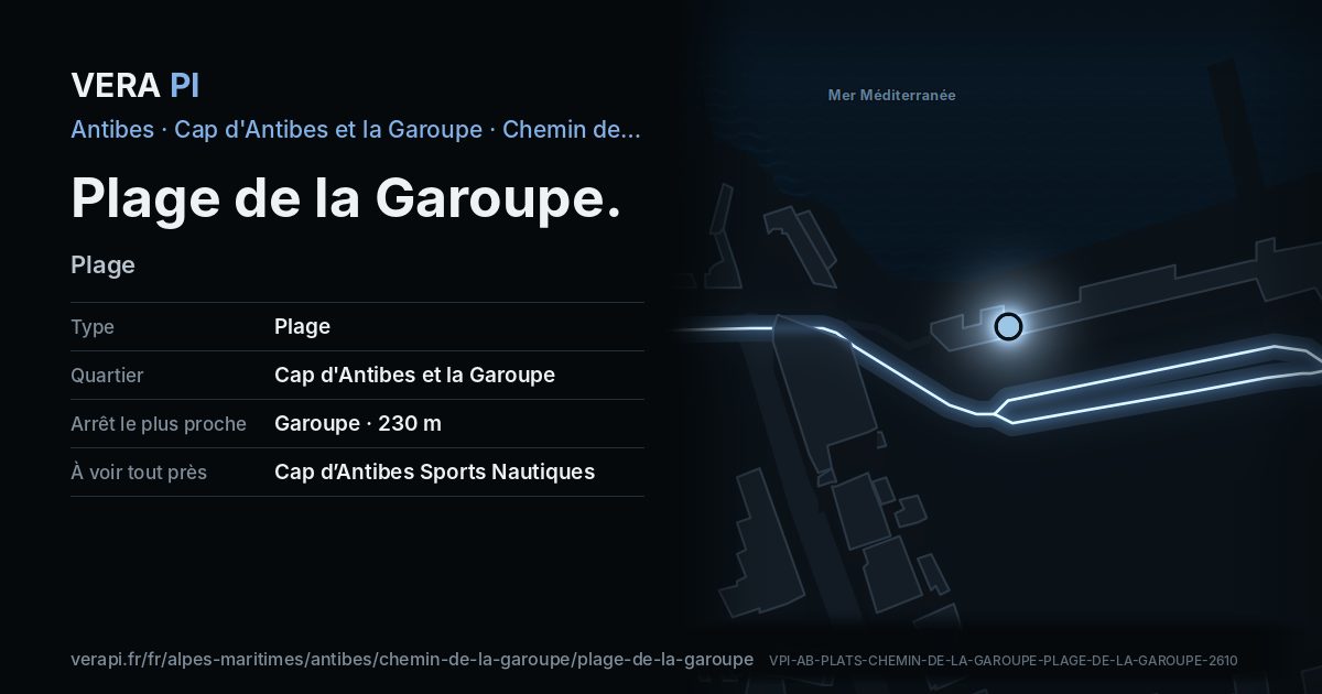 La carte VERA PI de Plage de la Garoupe