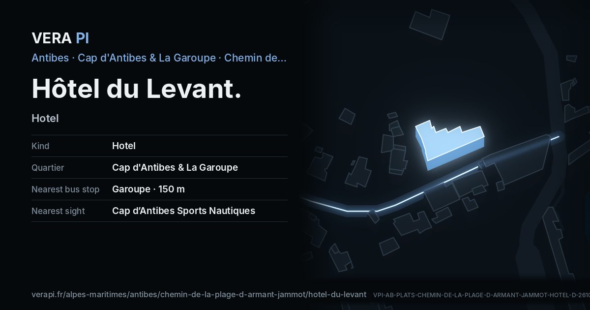The VERA PI card for Hôtel du Levant