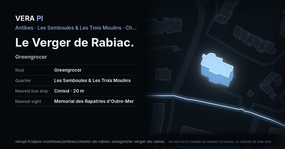 The VERA PI card for Le Verger de Rabiac