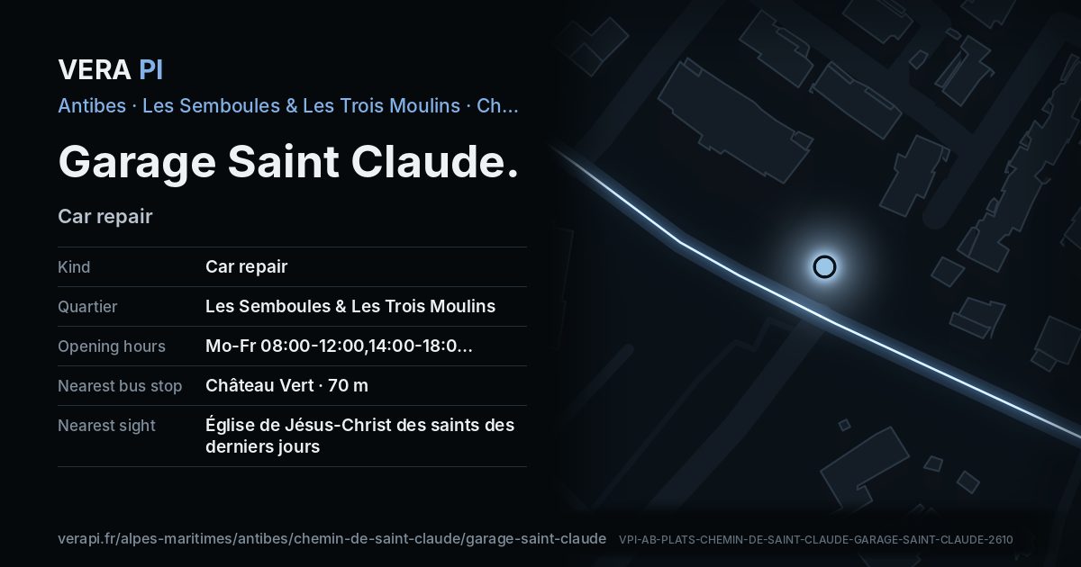 The VERA PI card for Garage Saint Claude