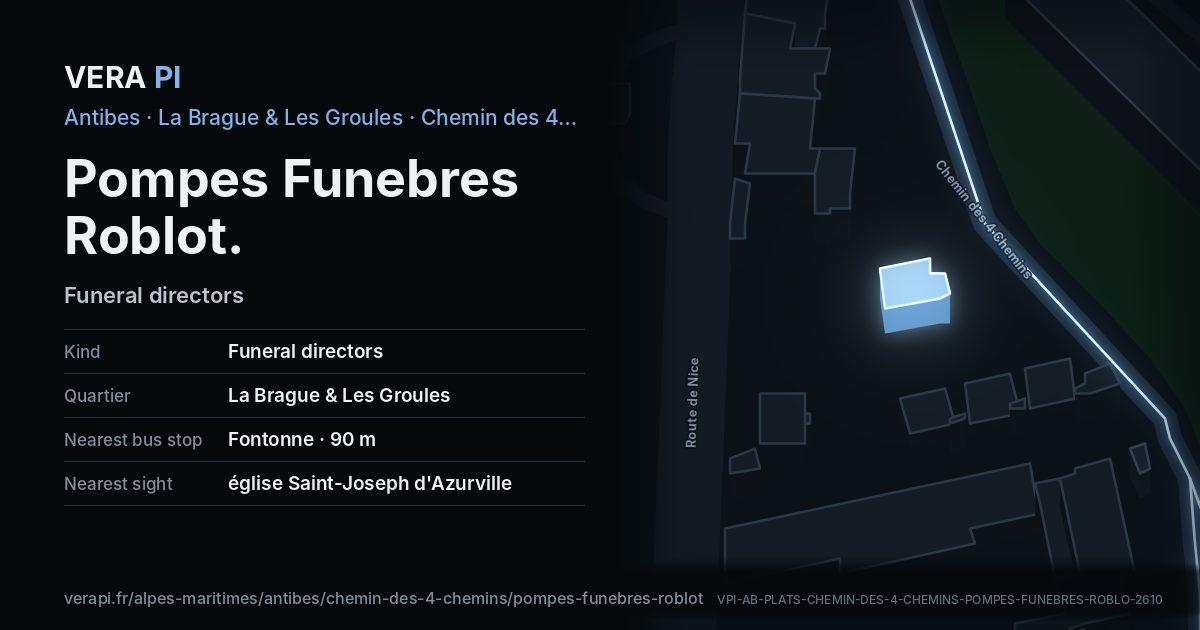The VERA PI card for Pompes Funebres Roblot