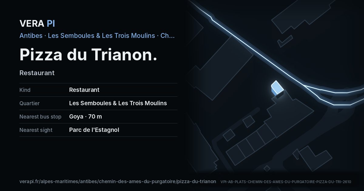 The VERA PI card for Pizza du Trianon