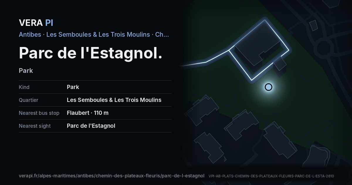 The VERA PI card for Parc de l'Estagnol
