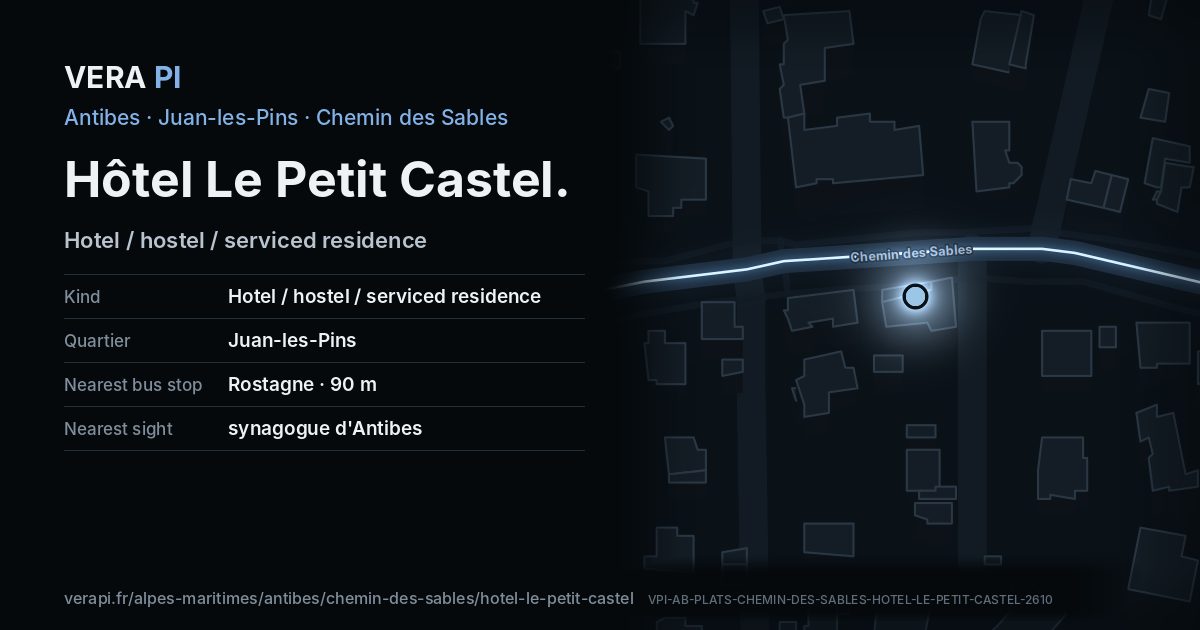 The VERA PI card for Hôtel Le Petit Castel