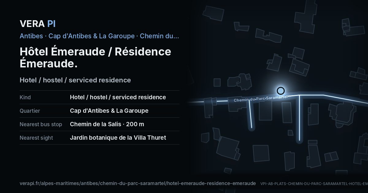 The VERA PI card for Hôtel Émeraude / Résidence Émeraude