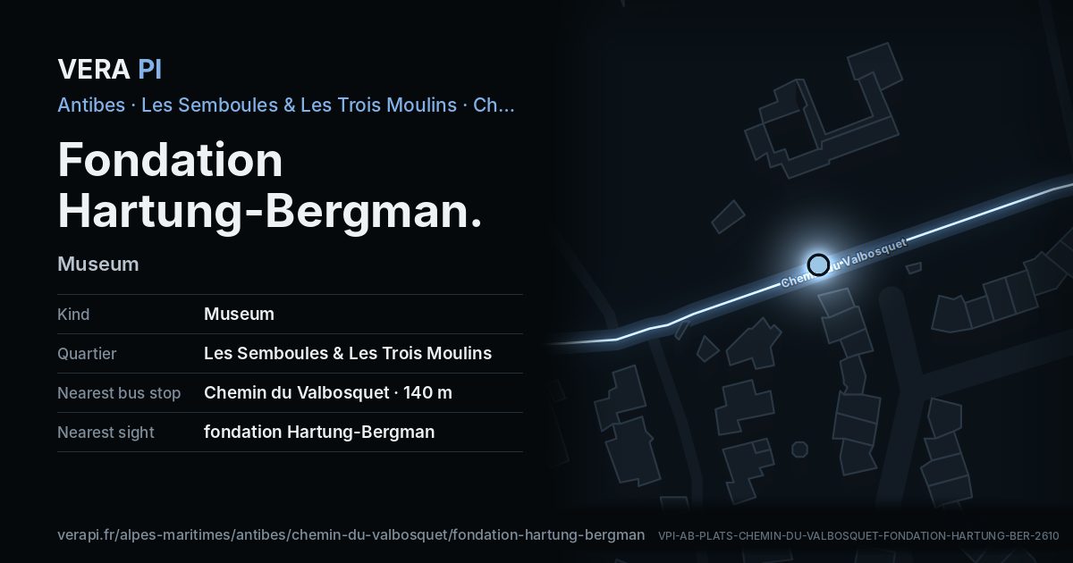 The VERA PI card for Fondation Hartung-Bergman