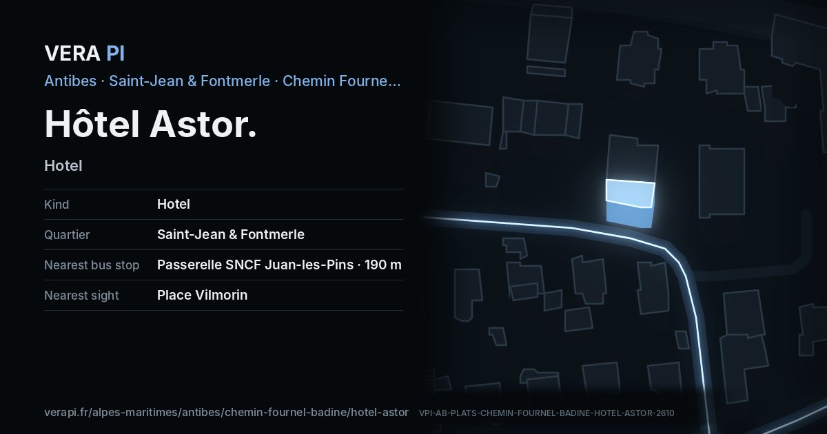 The VERA PI card for Hôtel Astor