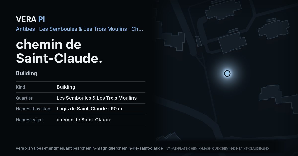The VERA PI card for chemin de Saint-Claude