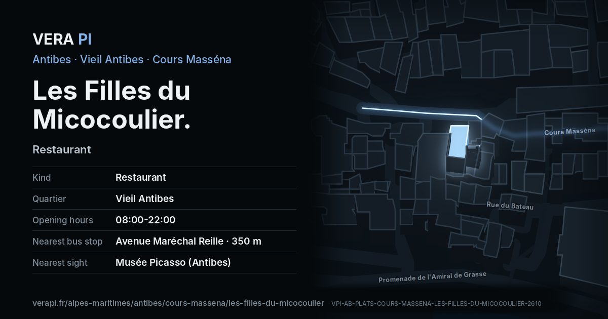 The VERA PI card for Les Filles du Micocoulier