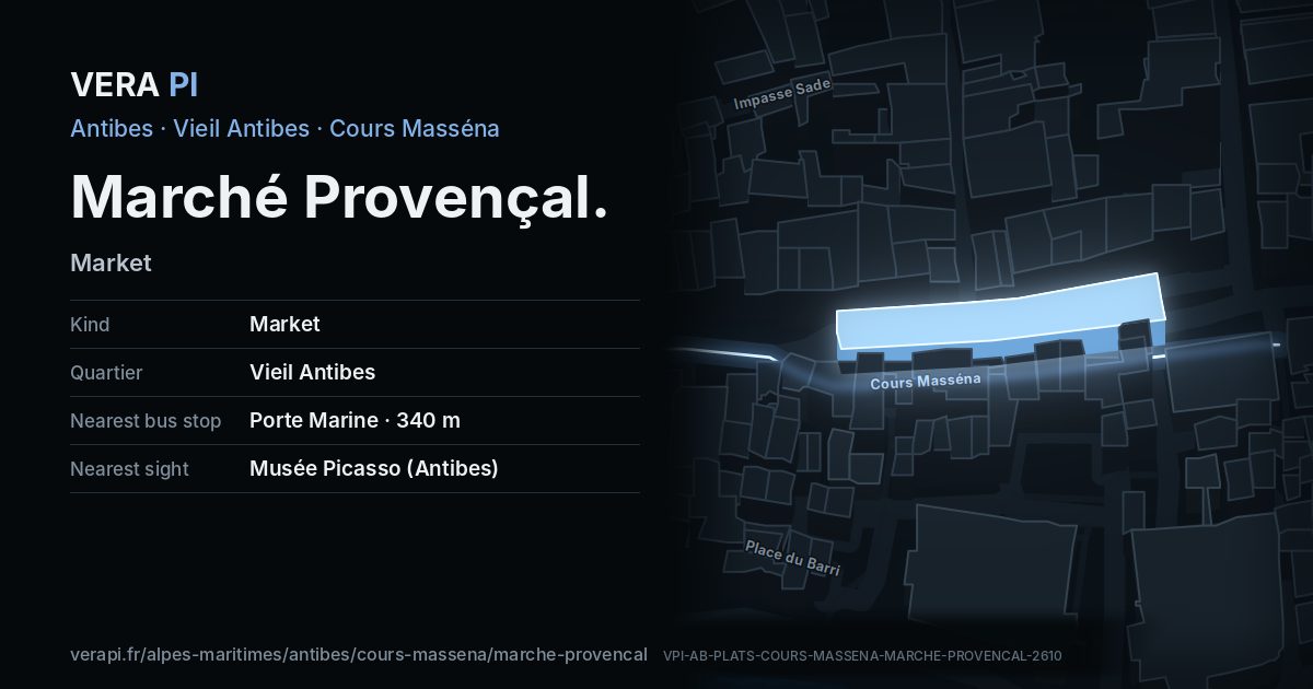 The VERA PI card for Marché Provençal