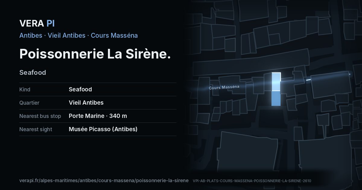The VERA PI card for Poissonnerie La Sirène