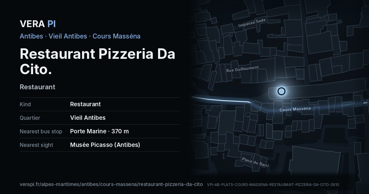 The VERA PI card for Restaurant Pizzeria Da Cito