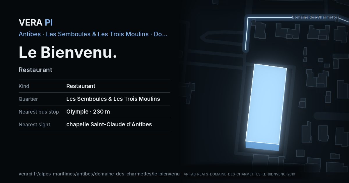 The VERA PI card for Le Bienvenu