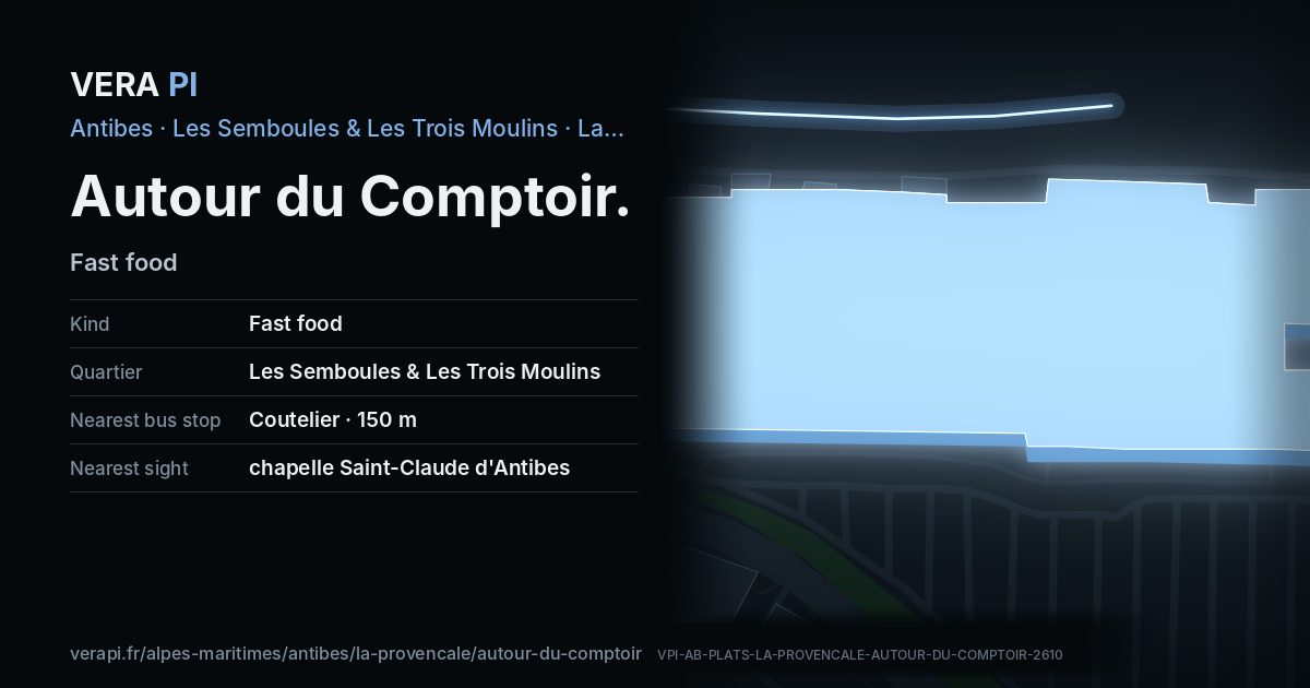 The VERA PI card for Autour du Comptoir