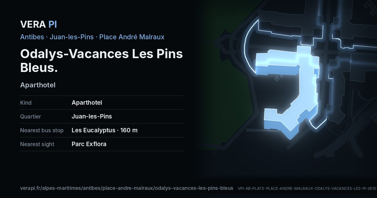The VERA PI card for Odalys-Vacances Les Pins Bleus