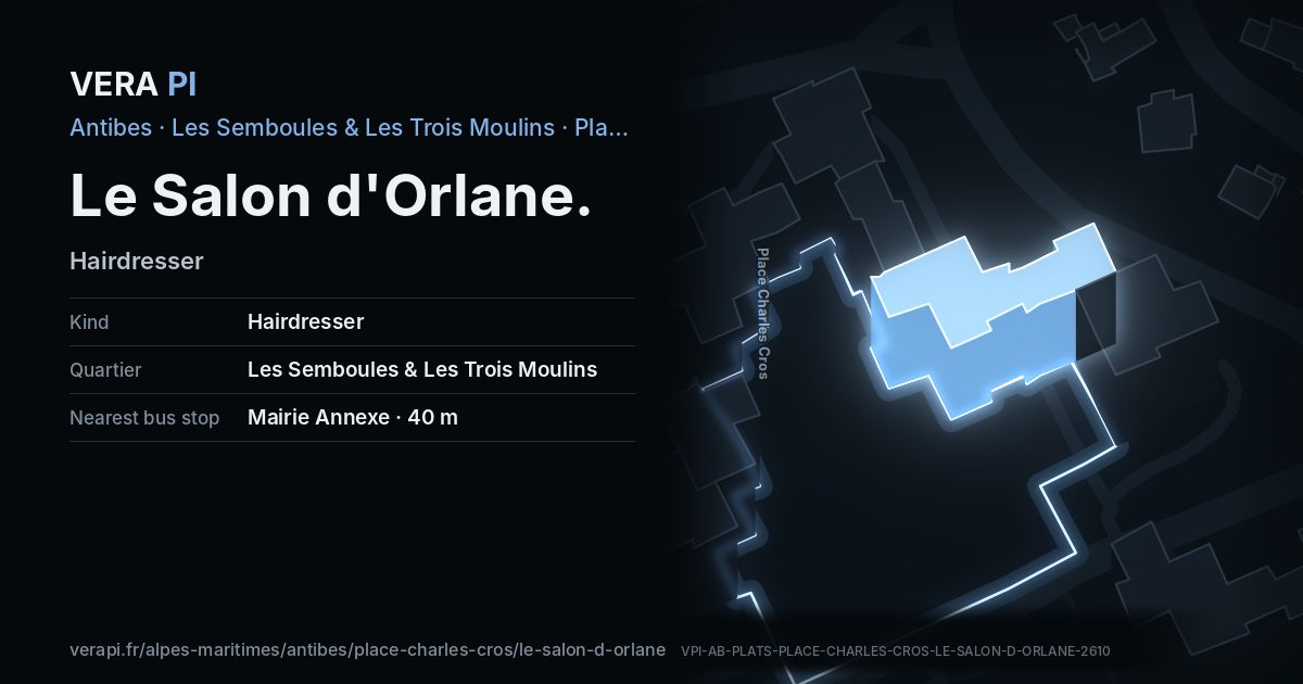 The VERA PI card for Le Salon d'Orlane