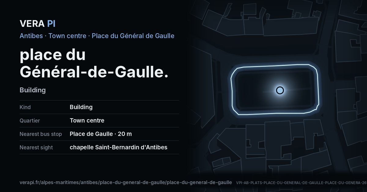 The VERA PI card for place du Général-de-Gaulle