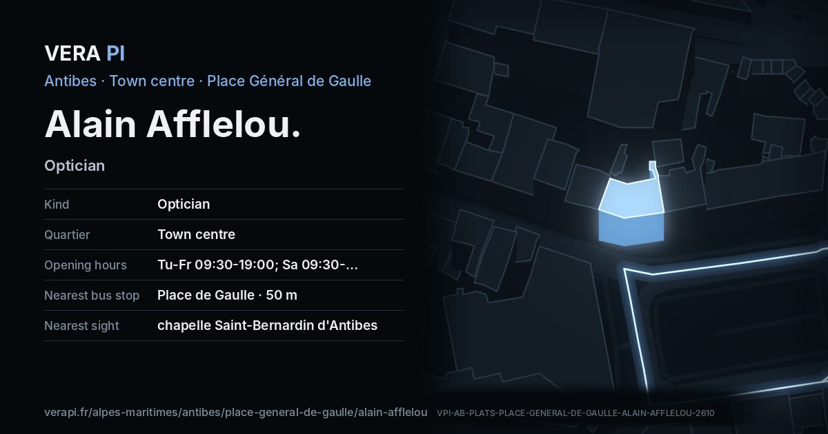 The VERA PI card for Alain Afflelou