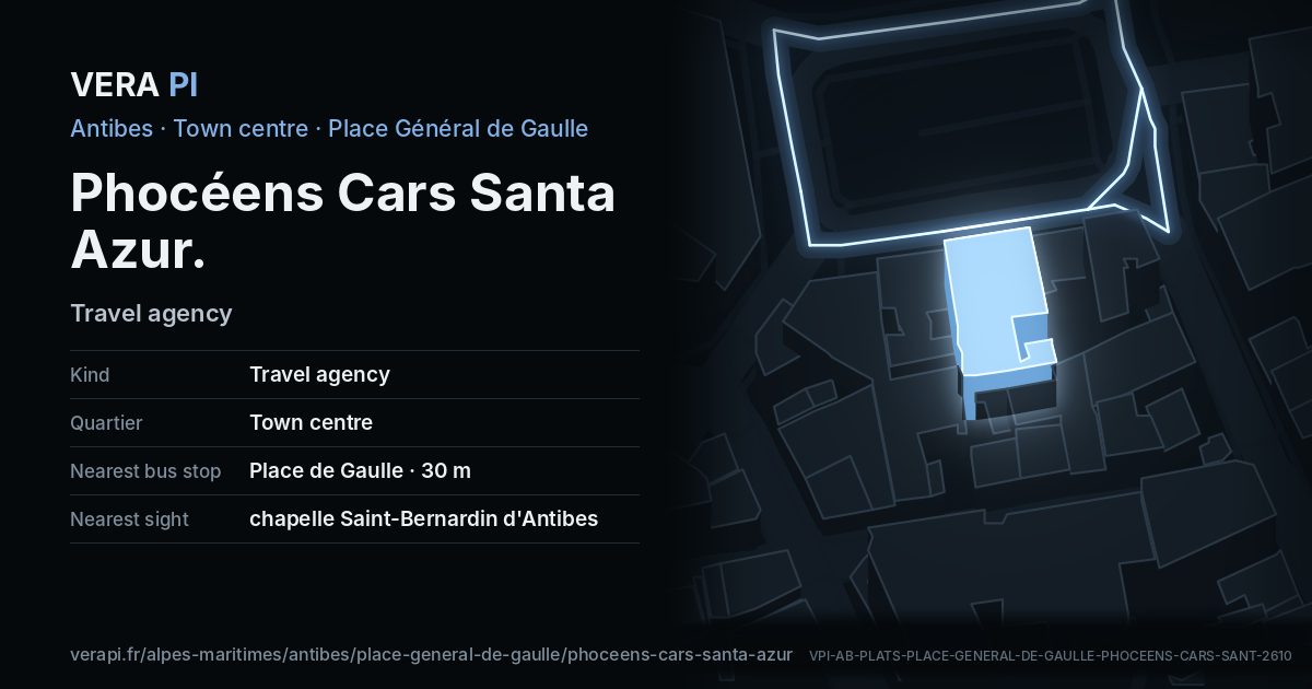 The VERA PI card for Phocéens Cars Santa Azur