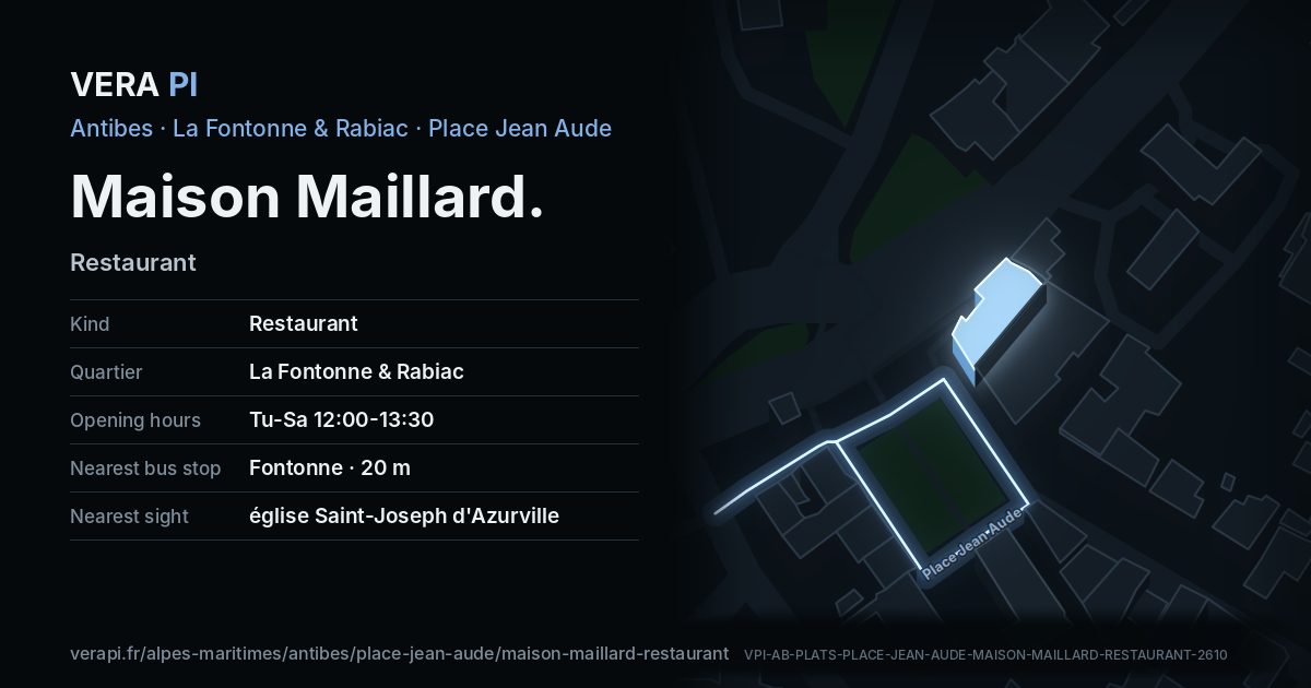 The VERA PI card for Maison Maillard