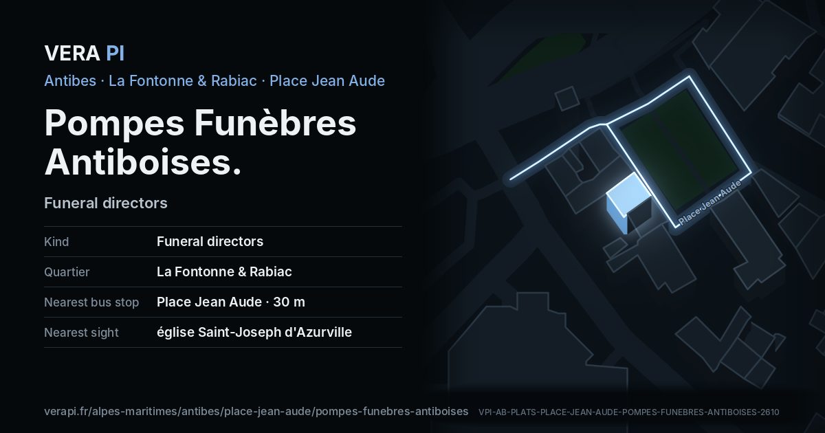 The VERA PI card for Pompes Funèbres Antiboises
