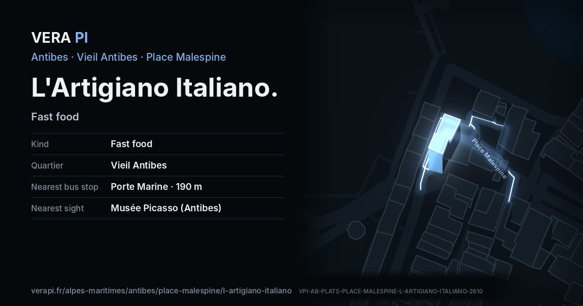 The VERA PI card for L'Artigiano Italiano