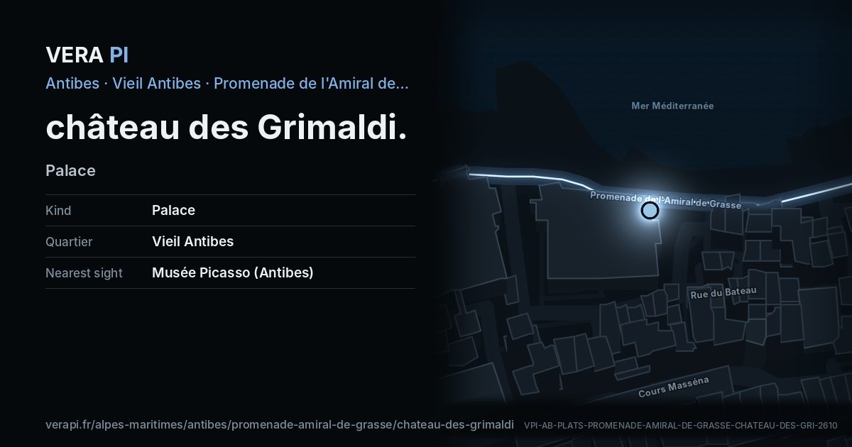 The VERA PI card for château des Grimaldi