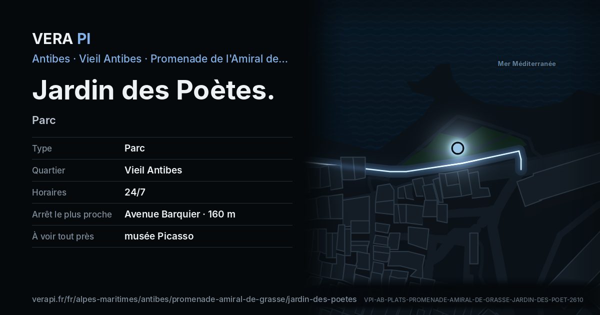 La carte VERA PI de Jardin des Poètes